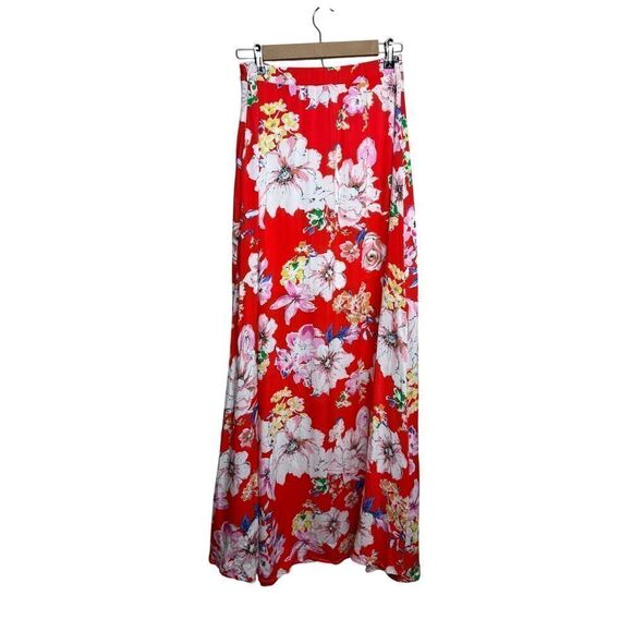 Anthropologie IF BY SEA Red Floral Maxi Skirt Sz. XS - Picture 5 of 5